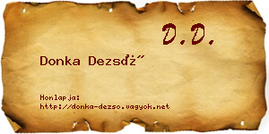 Donka Dezső névjegykártya
